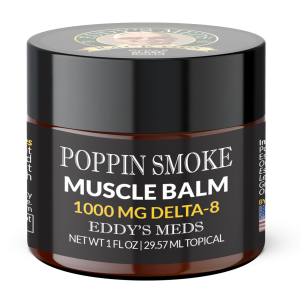 Eddy's Meds "Poppin-Smoke" Delta 8 balm. For muscle aches.